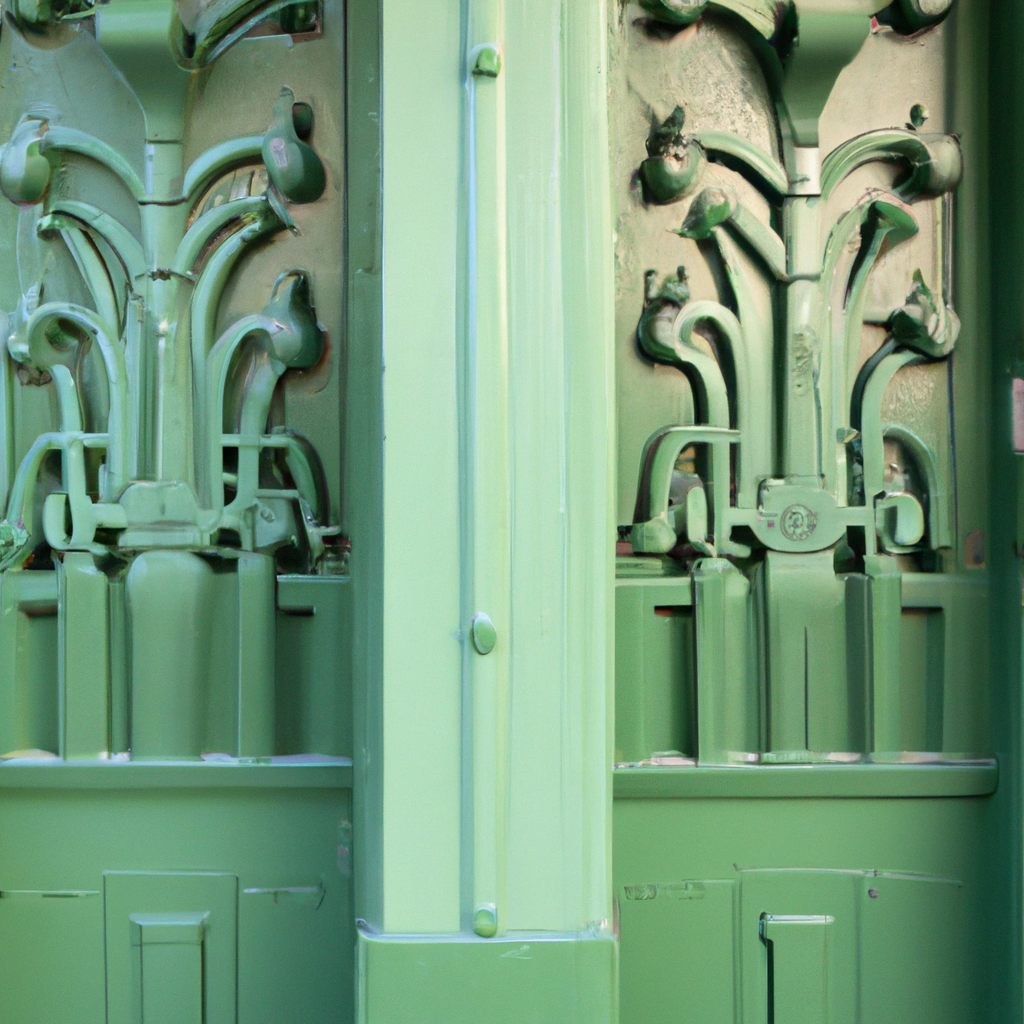 Art-nouveau gevel in Brussel met Horta-details en groene tegels