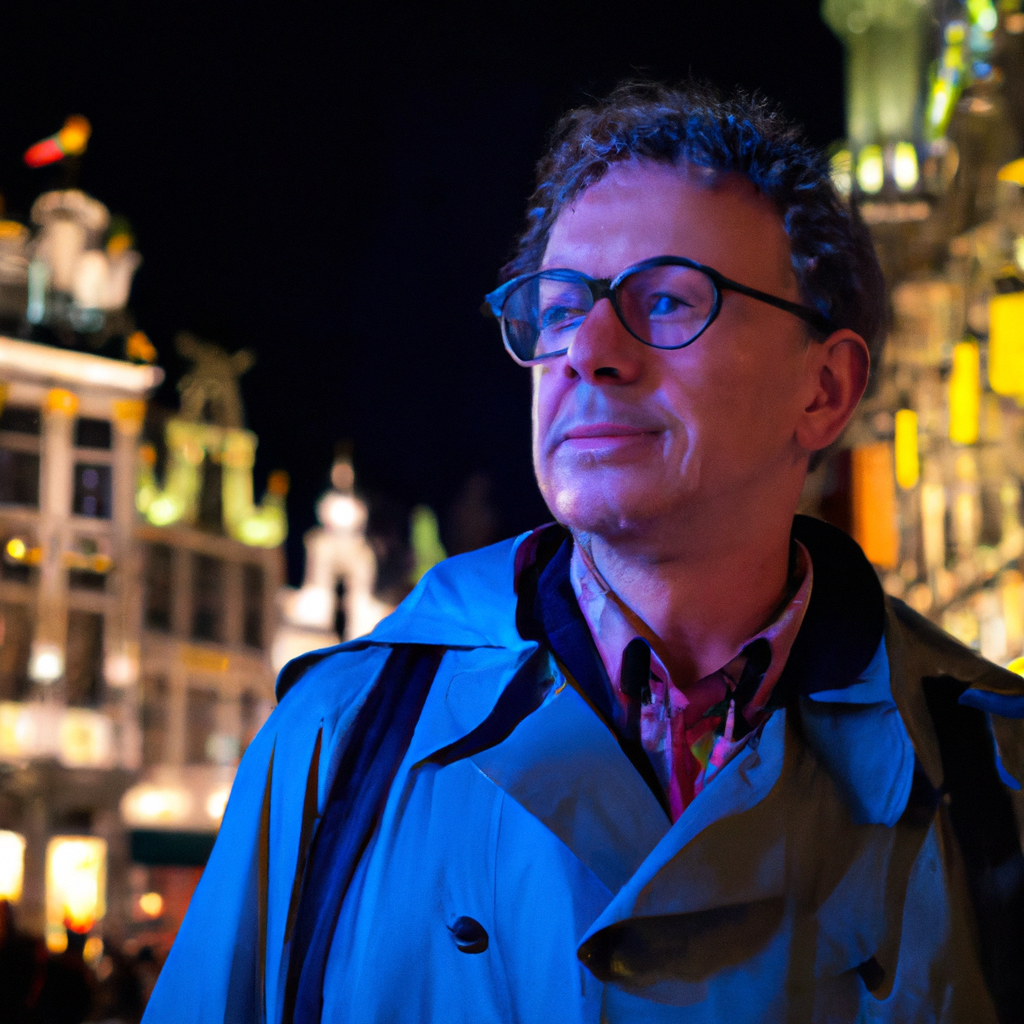 Portret van Elias, stadsgids met bril aan de Grote Markt